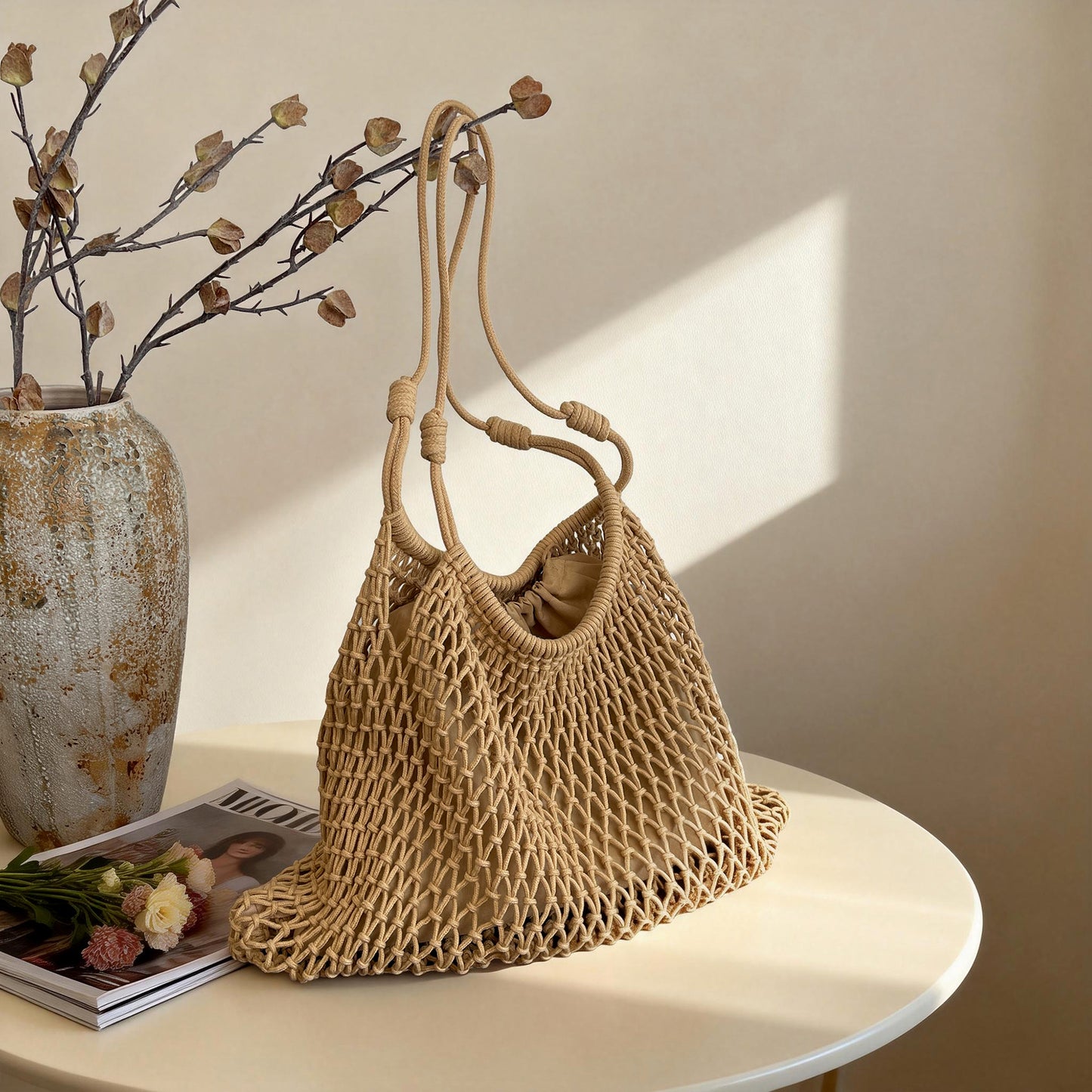 Simple Woven Personality Trend Seaside Holiday Hollow Western Style Large Bags