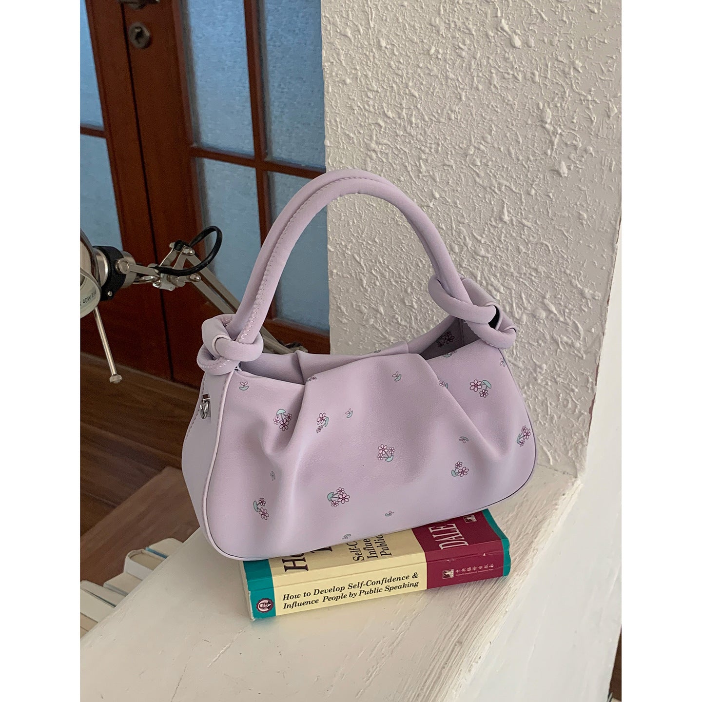 Women's Korean Style Fashion Carrying Flower Print Small Square Bag