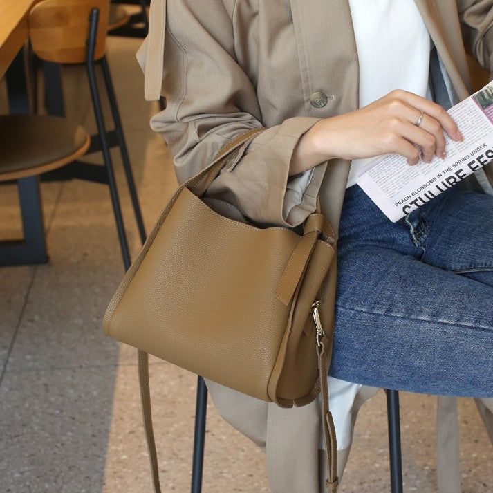 Women's Leather Cowhide High-grade Large Capacity Vegetable Basket Women's Handbag