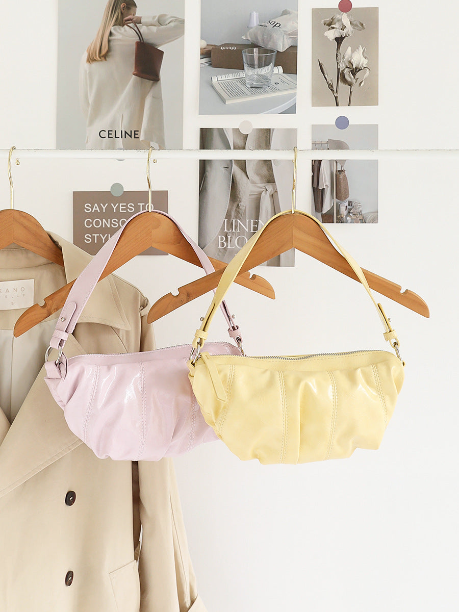 Women's Korean Style Pleated Dumpling Retro Textured Soft Leather Underarm Niche Bags