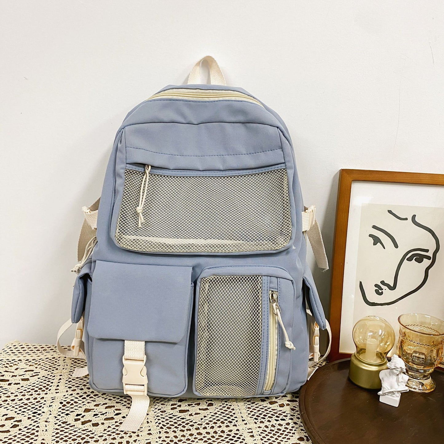 Mesh Korean Style For Junior Senior College Student Schoolbag