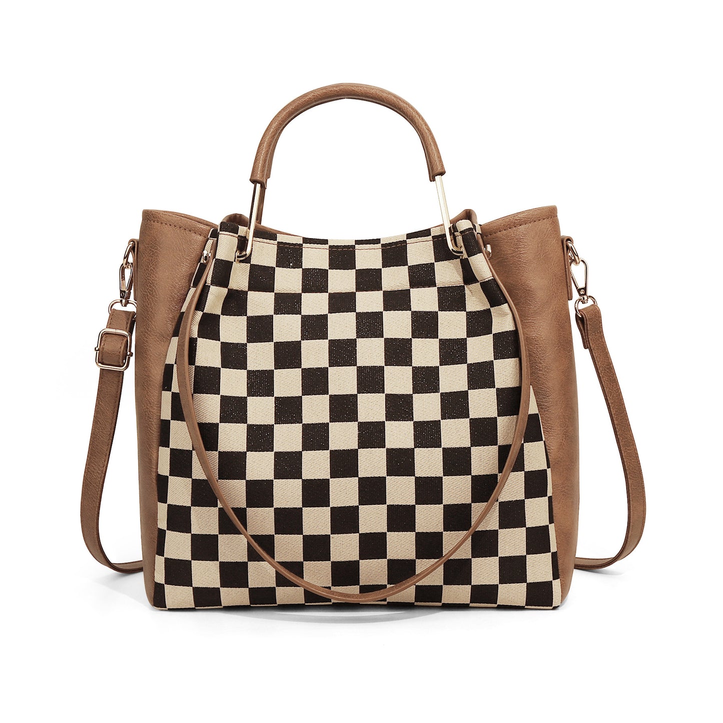 Fashion Black White Plaid Simple Elegant Retro Women's Messenger Bag