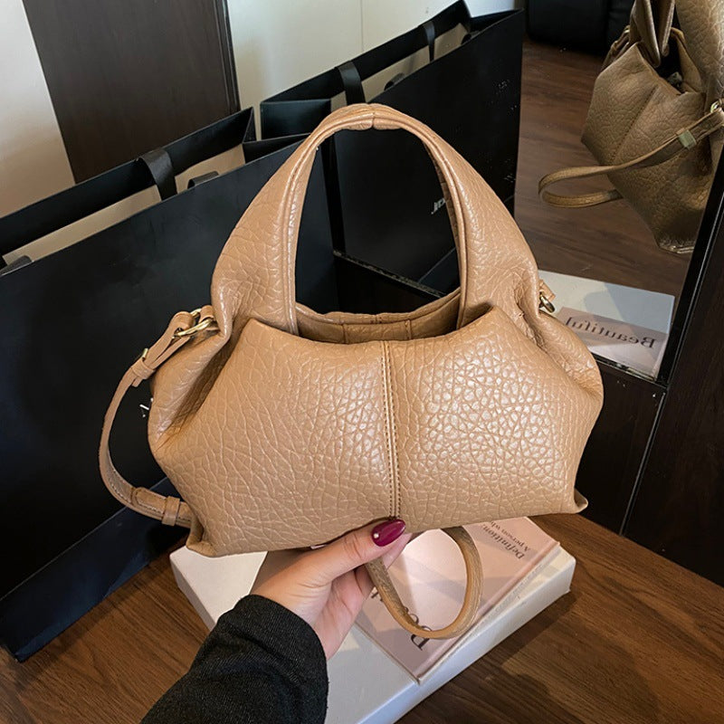 Women's Popular Winter Vintage Lychee Pattern Simple Small Square Bag