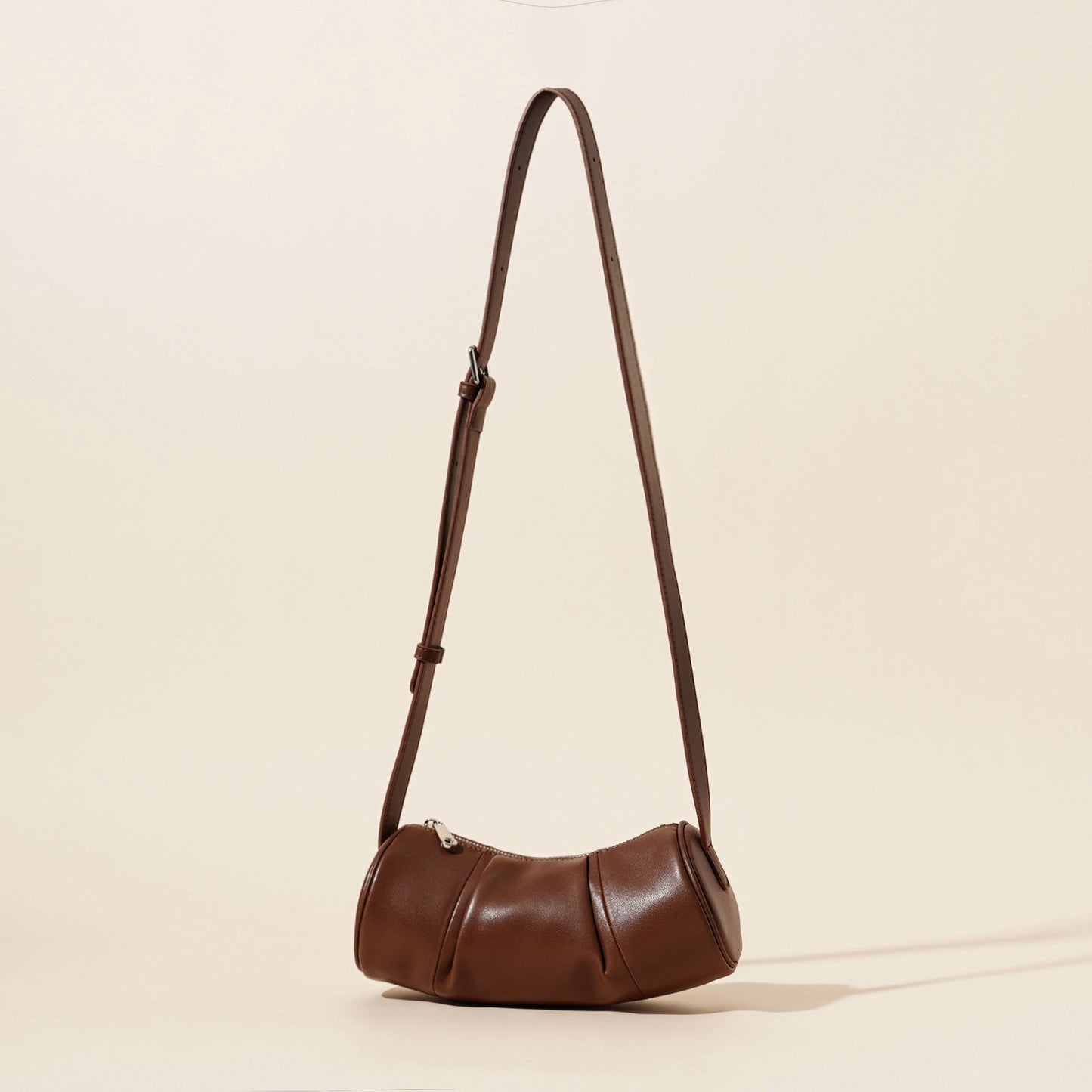 Women's Leather Bamboo Minority Simple Design Cowhide Cylinder Women's Messenger Bag