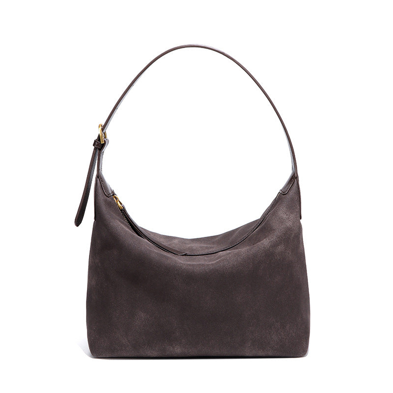 Women's Retro Underarm Lunch Box Frosted Suede Women's Handbag