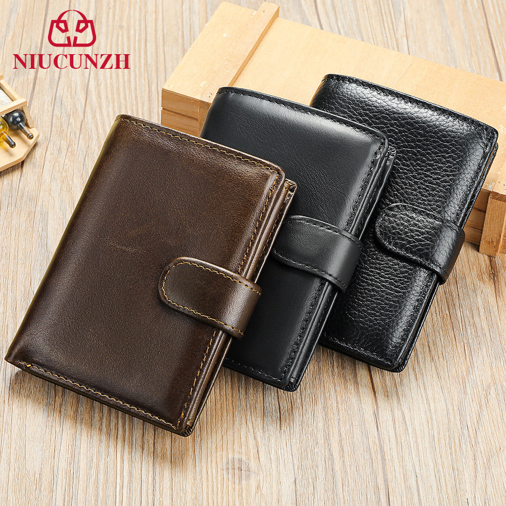 Men's Leather Swiping Retro Slot Large Capacity Coin Purses