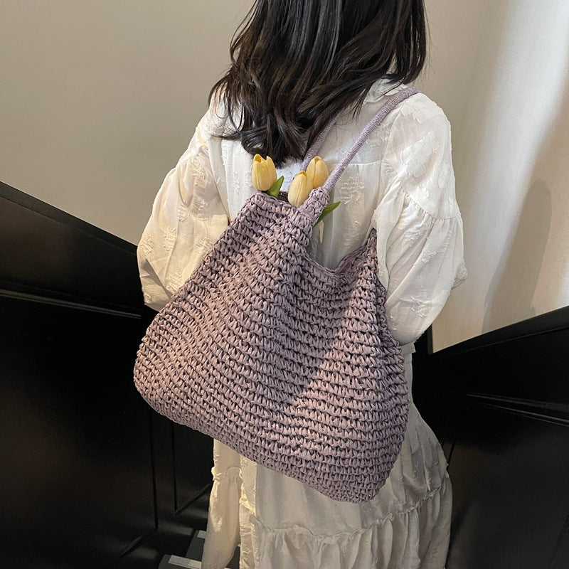 Women's Idle Style Large Capacity Straw Woven Tote Bags