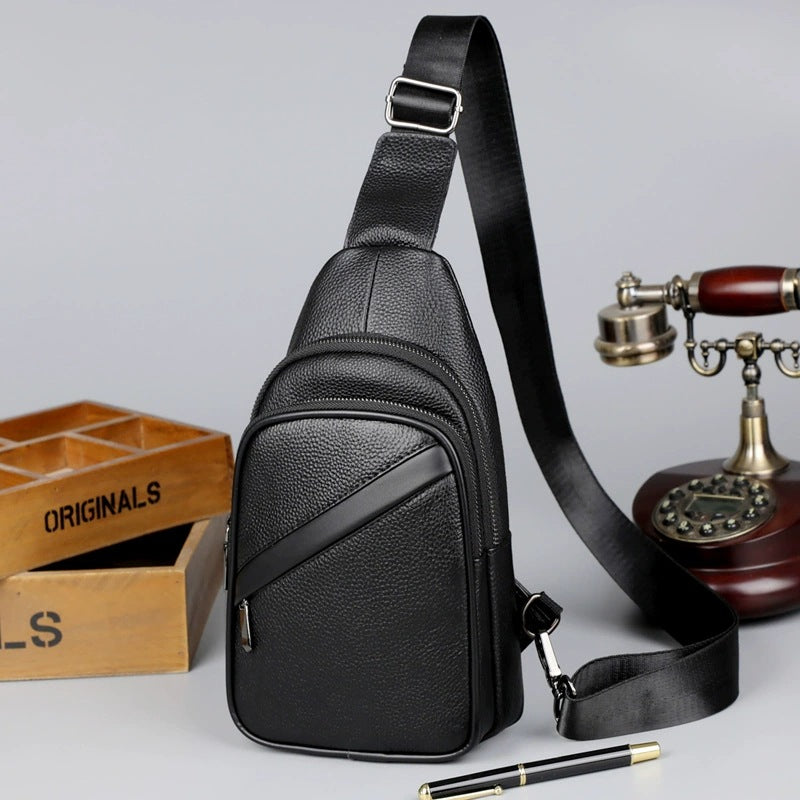 Men's Live Broadcast First Layer Cowhide Korean Men's Shoulder Bags