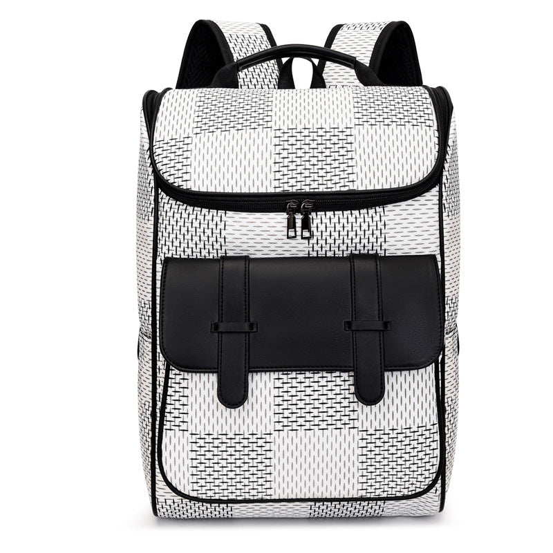 Men's Fashion Plaid Commuter High Quality Waterproof Backpacks