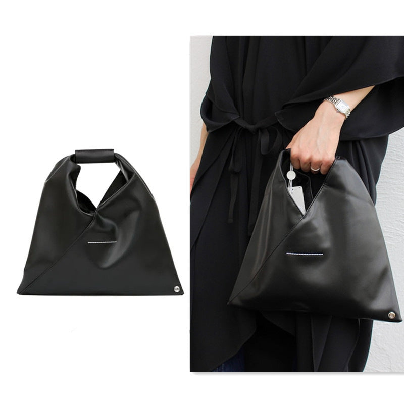 Women's Medium Size Black Triangle Dumpling Mesh Shoulder Bags
