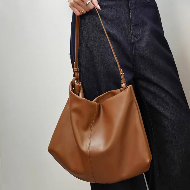 Women's Totes Lazy Loose Leather Commuter Underarm Portable Tote Bag