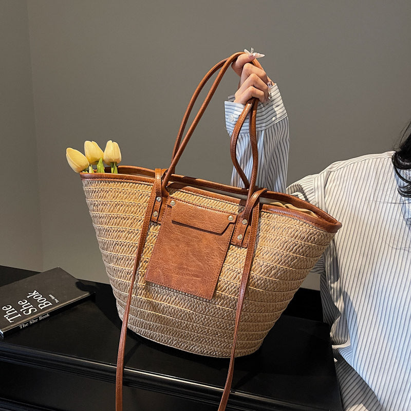 Women's Beach Straw Woven Large Capacity Totes Tote Bag