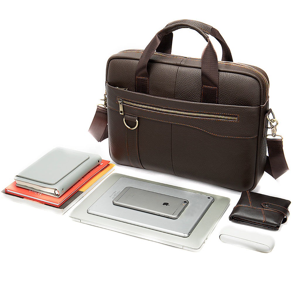 Men's Genuine Leather Large Capacity Business First Layer Cowhide Men's Briefcase