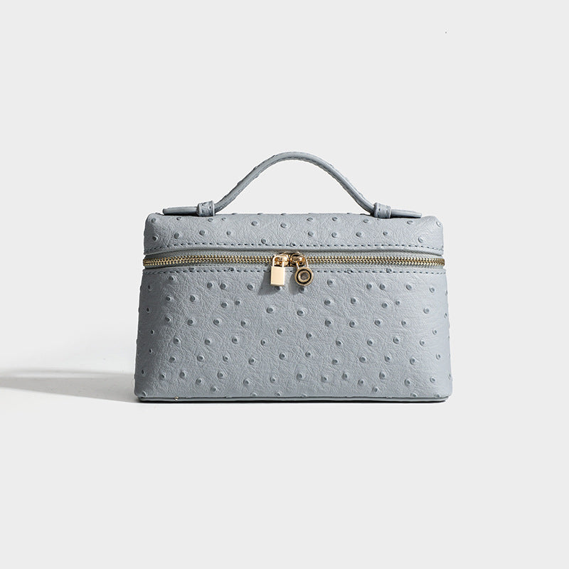 Women's Ostrich Grain Lunch Box Fashion Portable Small Square Bag