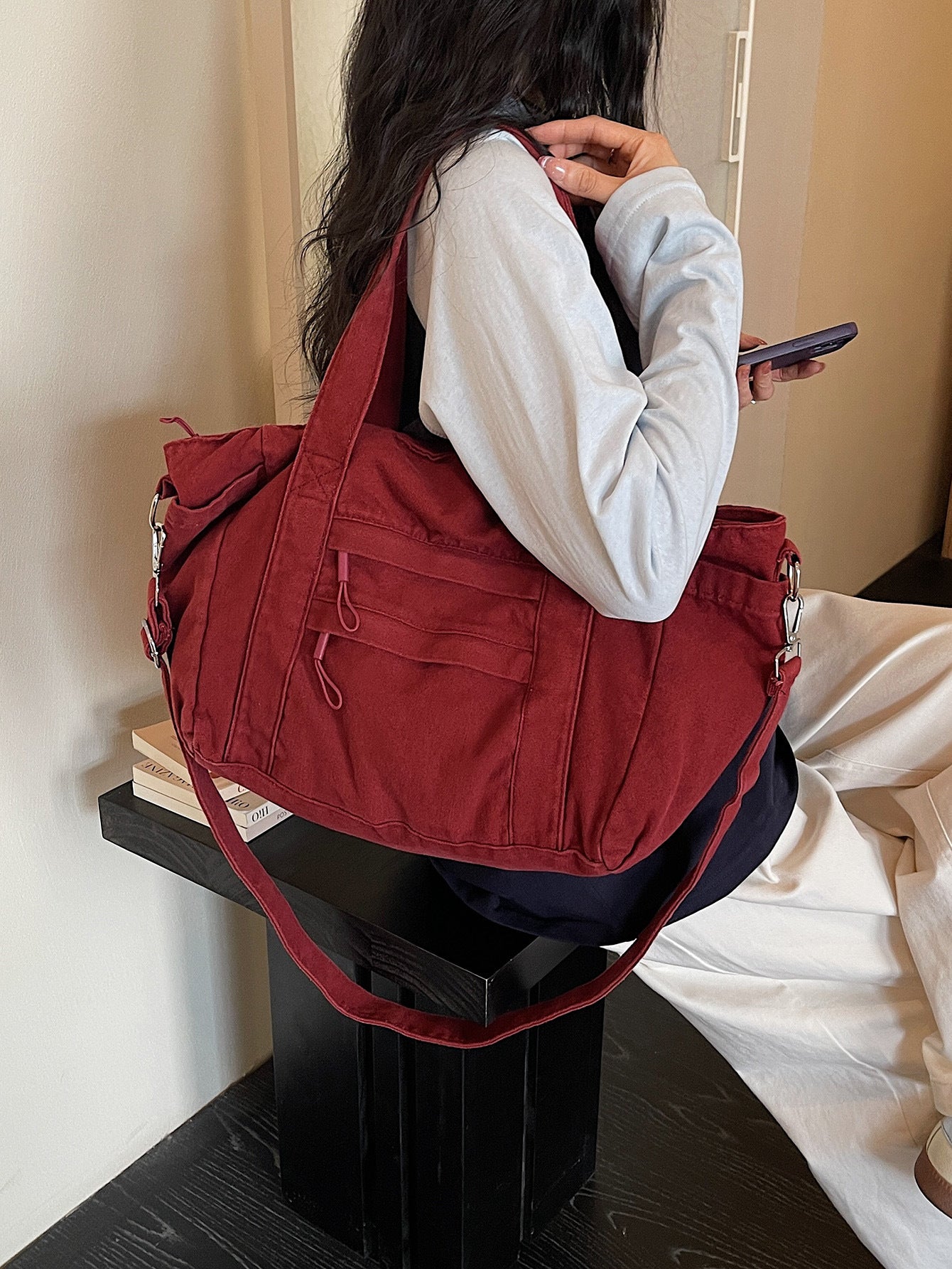 Women's Korean Style Nylon Cloth Lightweight Large Capacity Waterproof Hand Women's Messenger Bag
