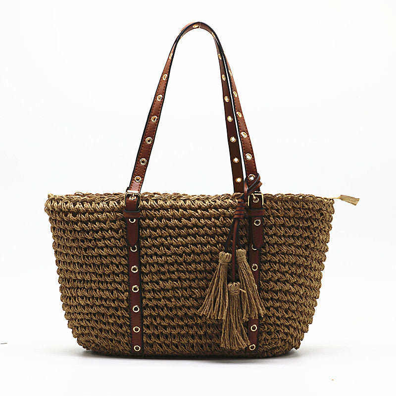 Craft Tassel Straw Phoenix Eye Woven Women's Shoulder Bag