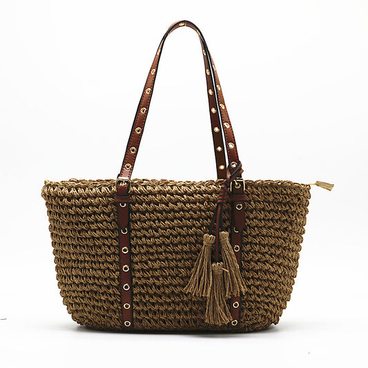 Craft Tassel Straw Phoenix Eye Woven Women's Shoulder Bag