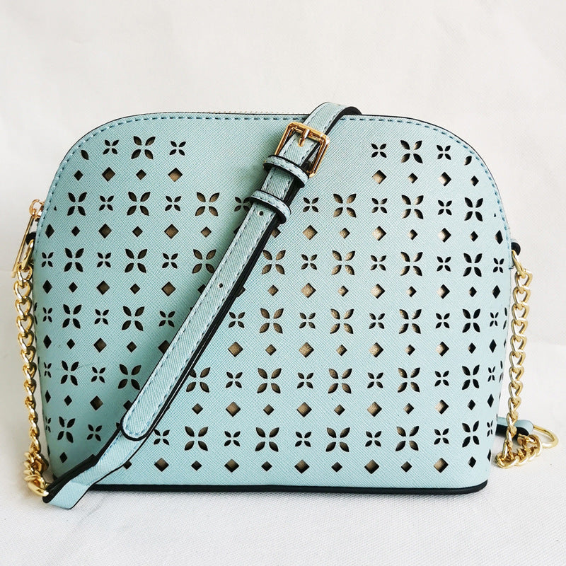 Women's Cross Pattern Leather Little Shell Chain Bags