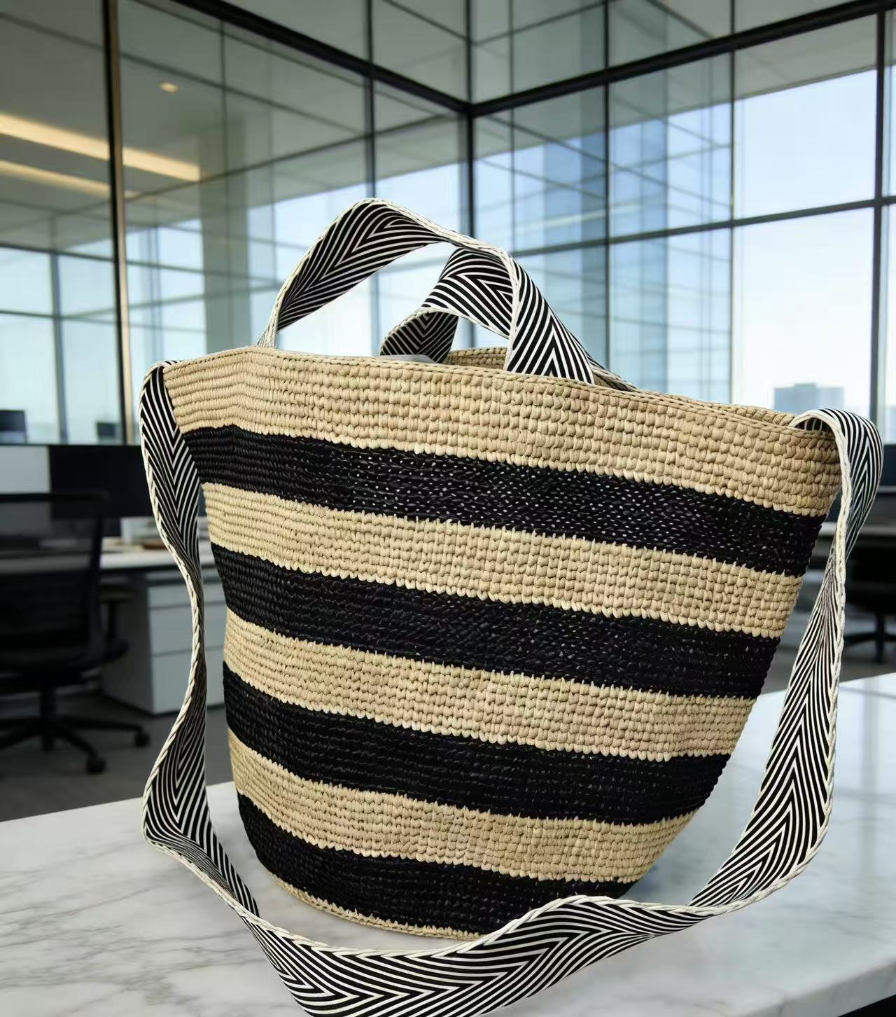 Women's Raffia Woven Summer Seaside Vacation Bucket Bags