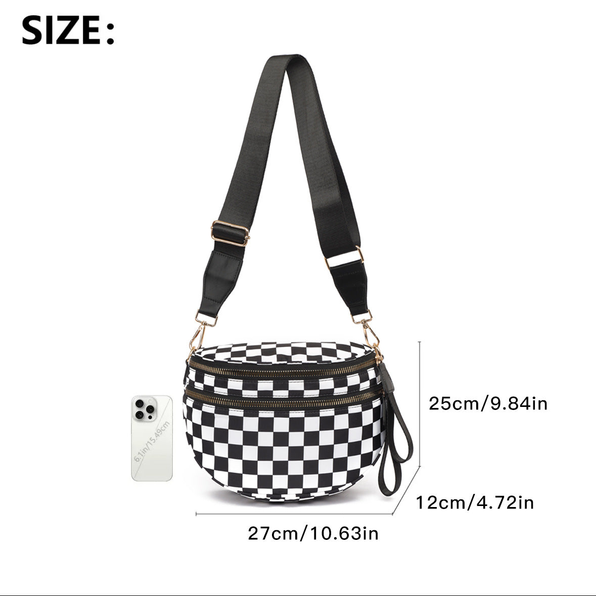 Women's Fashion Large Capacity Shell Waterproof Plaid Shoulder Bags
