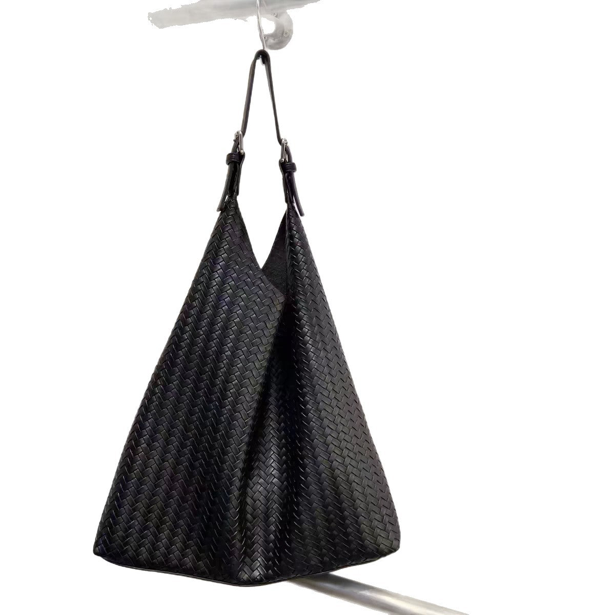 Women's Fashionable Soft Leather Woven Large Capacity Bags