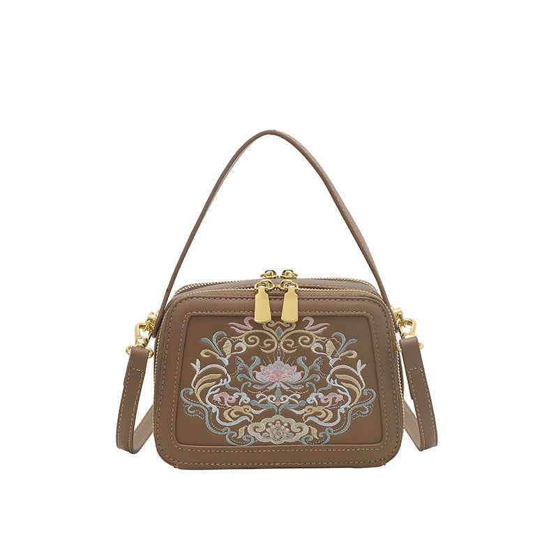 Women's Artistic Chinese Style Round Zipper Ancient Women's Messenger Bag