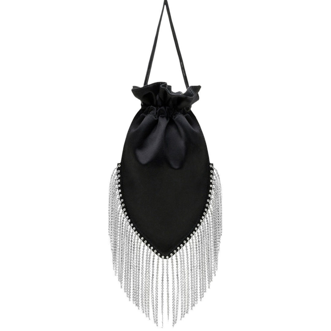 Women's French Satin Tassel Mobile Shiny Chain Women's Shoulder Bag