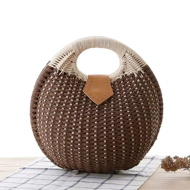 Women's Hair Fashion Shell Cute Personality Rattan Handbags