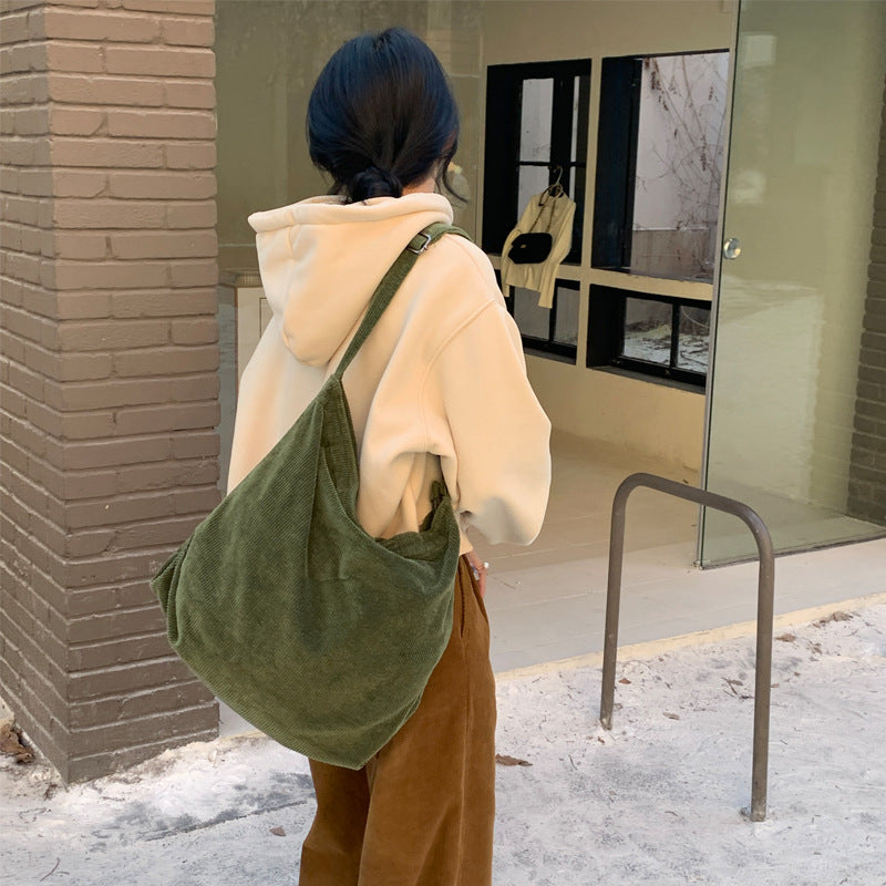 Water Corduroy Artistic Retro Leisure Large Capacity Bags