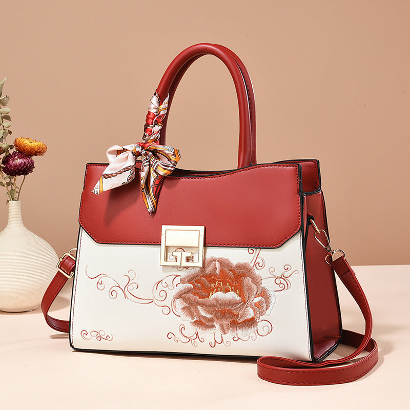Embroidery Mother Large Capacity National Style Stitching Elegant Women's Handbag