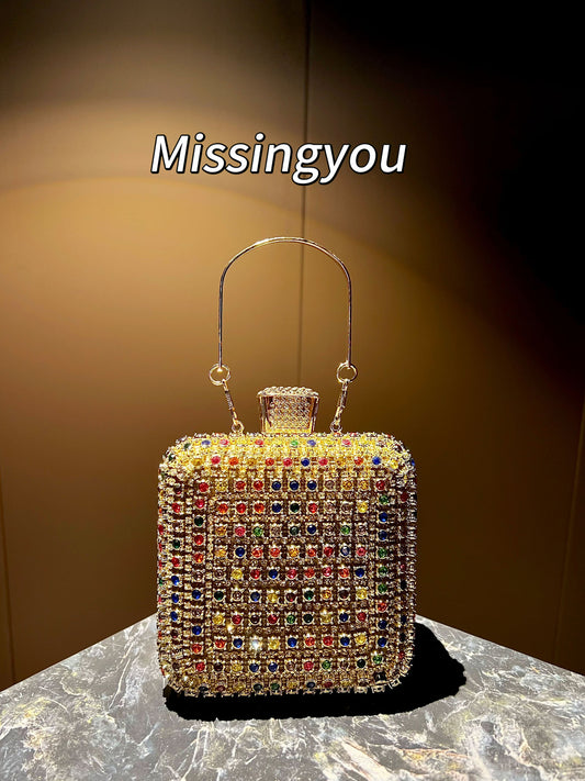 Women's Rhinestone Diamond Fashion High Sense Mini Dinner Bag