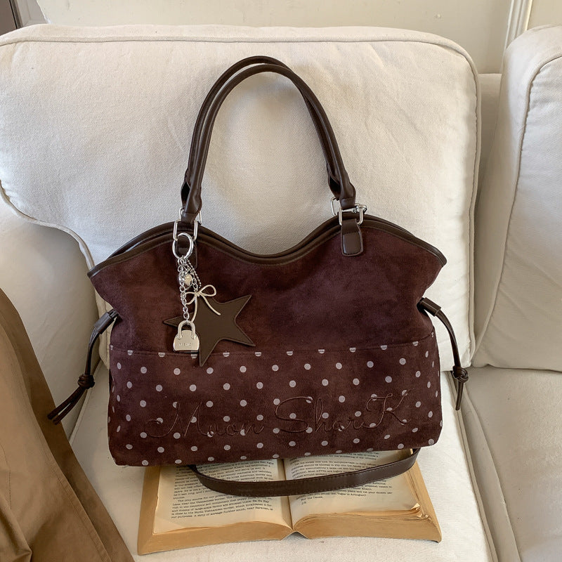 Women's Style Retro Contrast Color Winter Large Capacity Relaxed Feeling Good-looking Women's Shoulder Bag