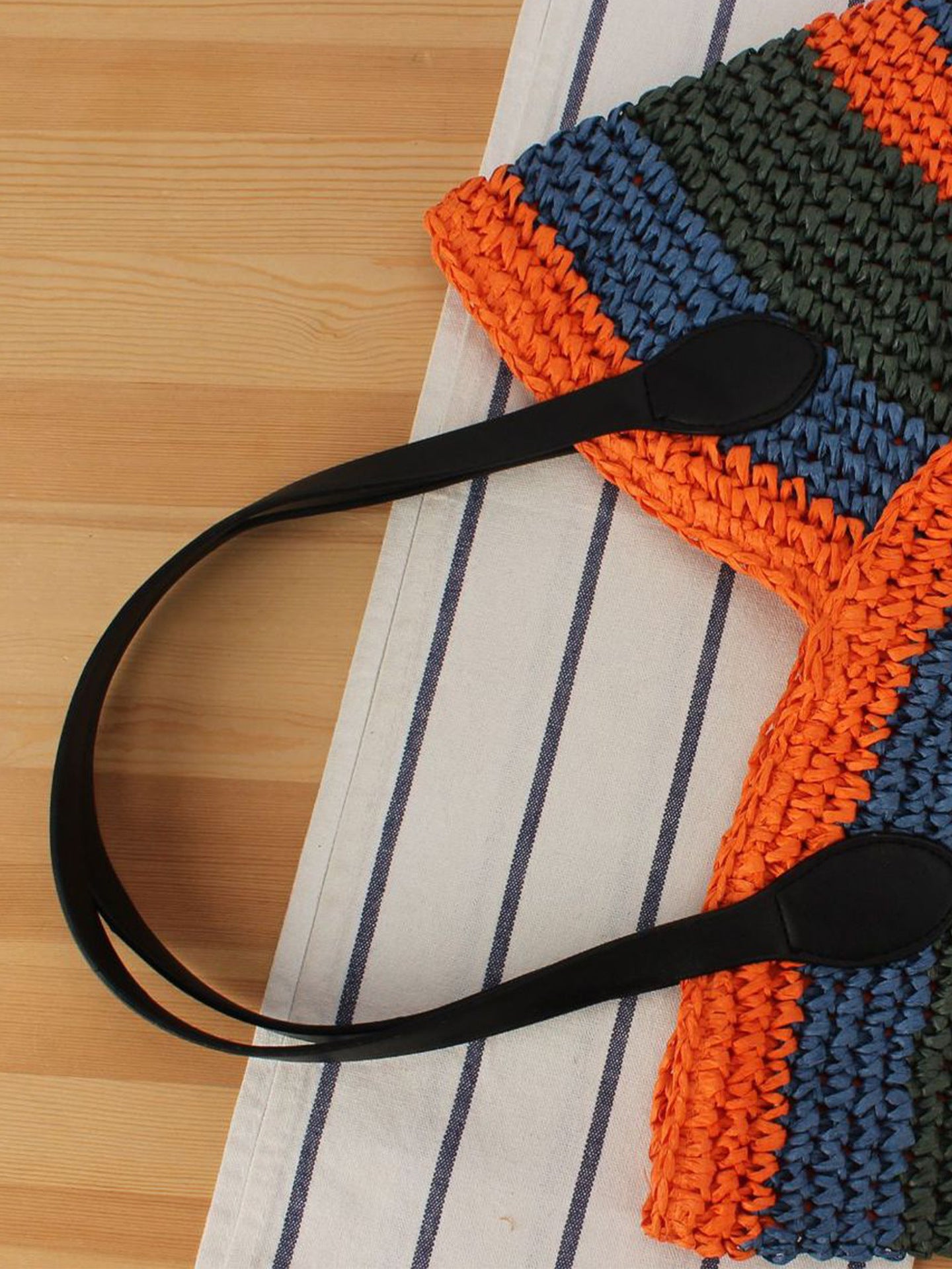 Handmade Woven Colored Mosaic Summer Beach Simple Easy Matching Bags