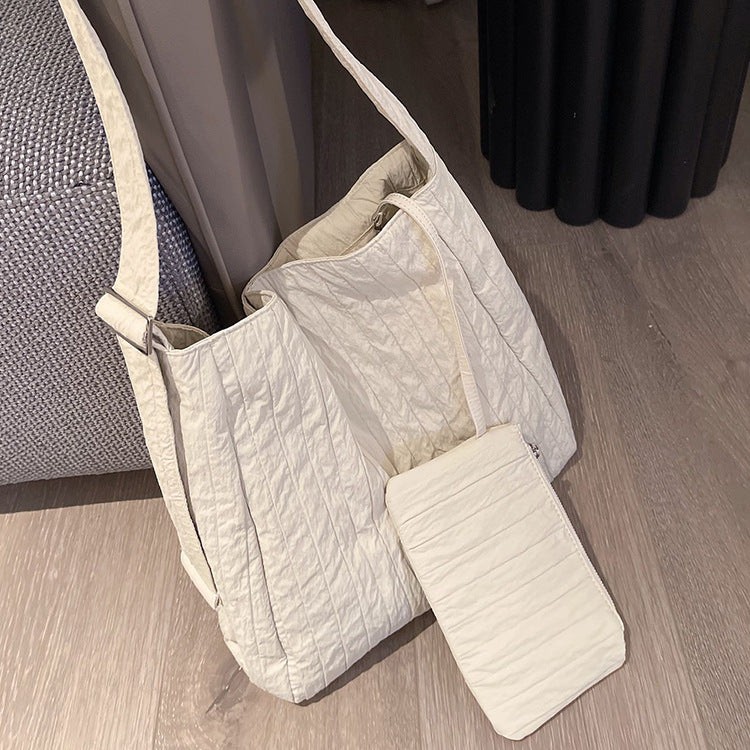 Women's Style Large Capacity Pleated Texture Mother Bags