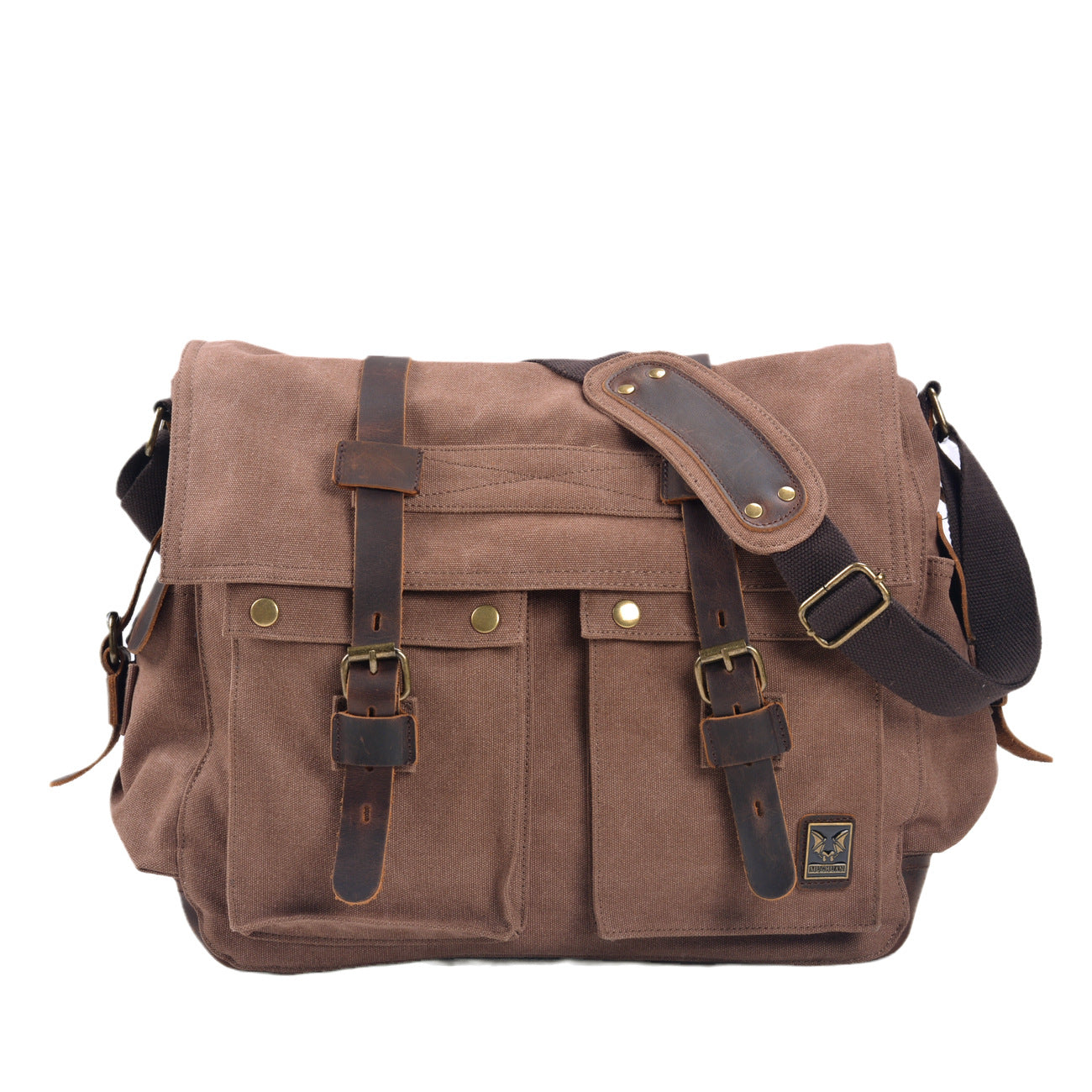 Comfortable Retro Canvas Leather Outdoors Commute Men's Shoulder Bag