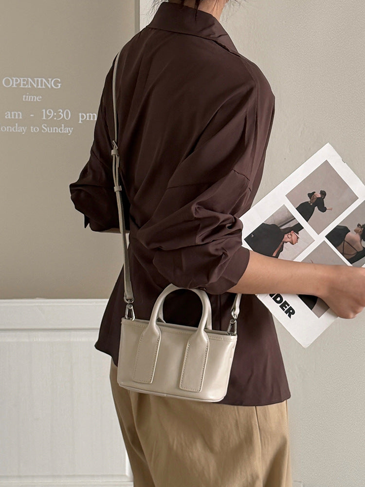 Niche Food Basket First Layer Cowhide Genuine Leather Women's Messenger Bag
