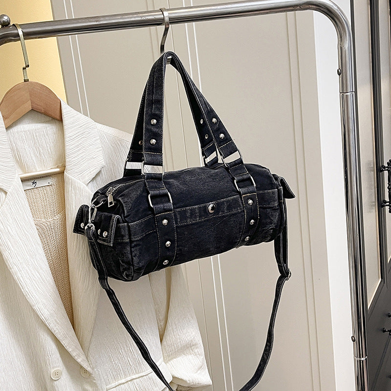 Women's Rivet Boston Denim Korean Chic Unique Women's Shoulder Bag