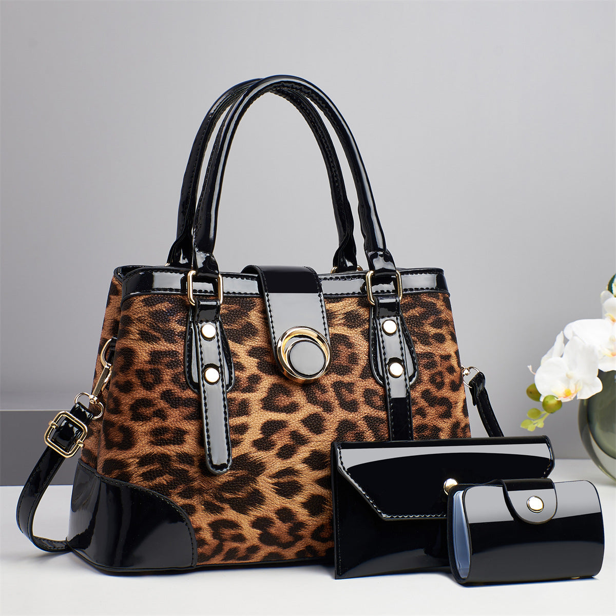 Women's Contrast Color Leopard Print Fashion Retro Bucket Bags
