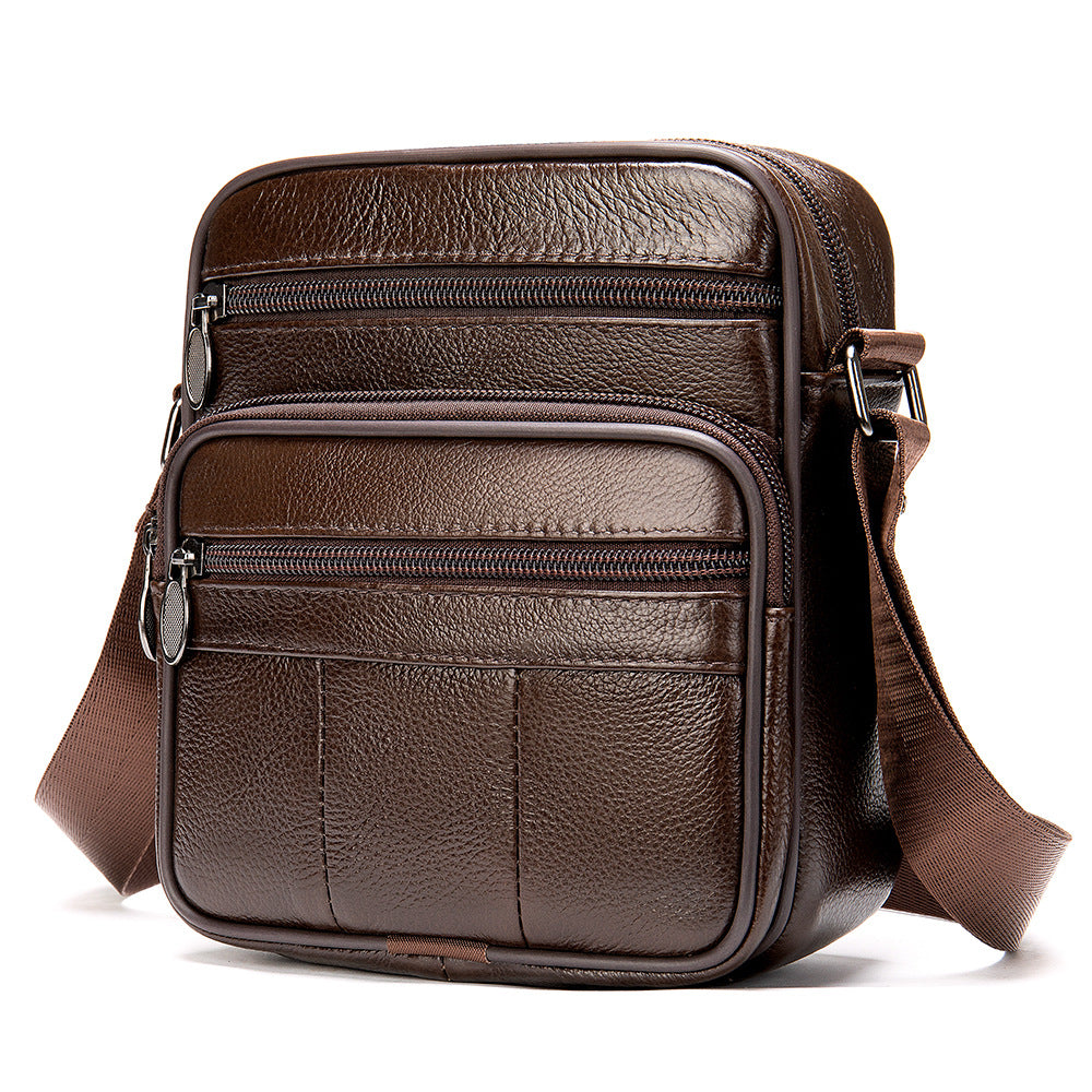 Men's Leather Simple Commute Large Capacity Vertical Men's Shoulder Bag