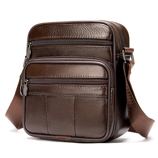 Men's Leather Simple Commute Large Capacity Vertical Men's Shoulder Bag