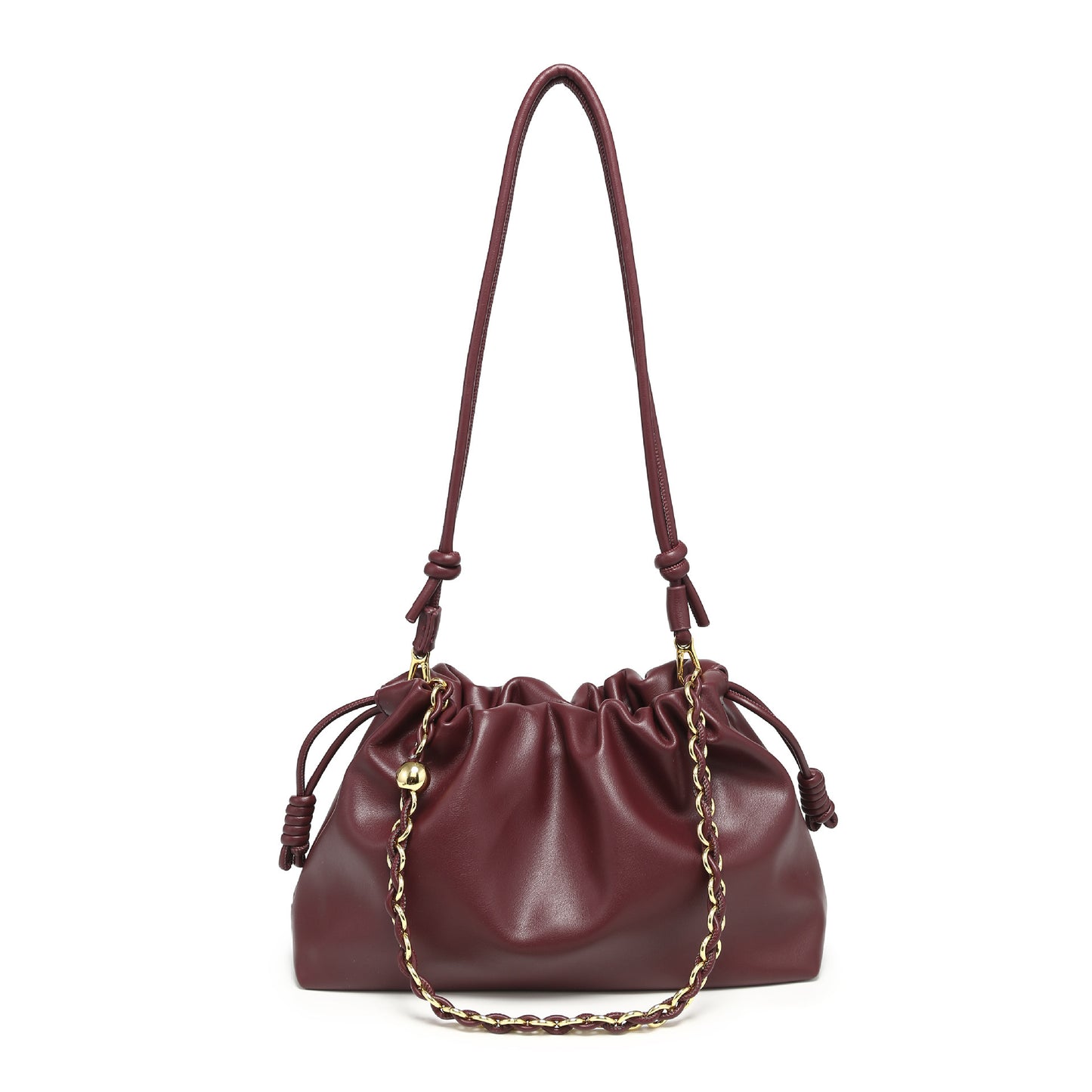 Lucky Pleated Drawstring Dumpling Shape Chain Women's Shoulder Bag