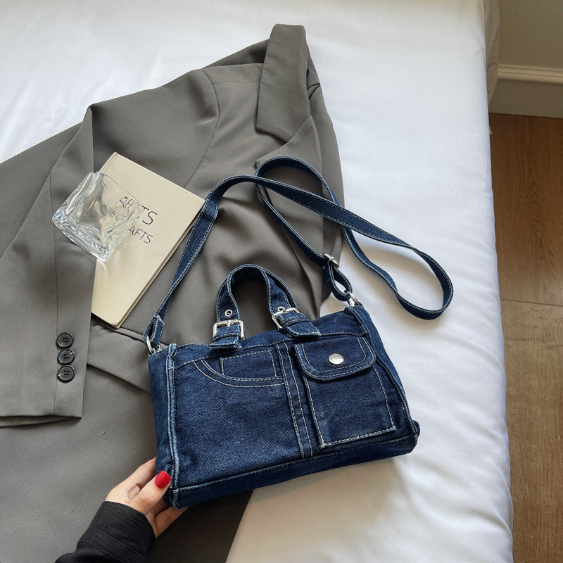 Women's Retro French Denim Texture Large Capacity Women's Shoulder Bag