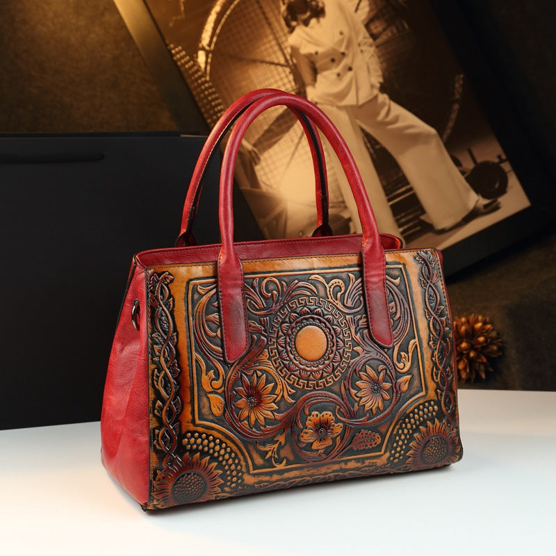 Women's Genuine Leather Mom Simple Versatile Large Women's Handbag