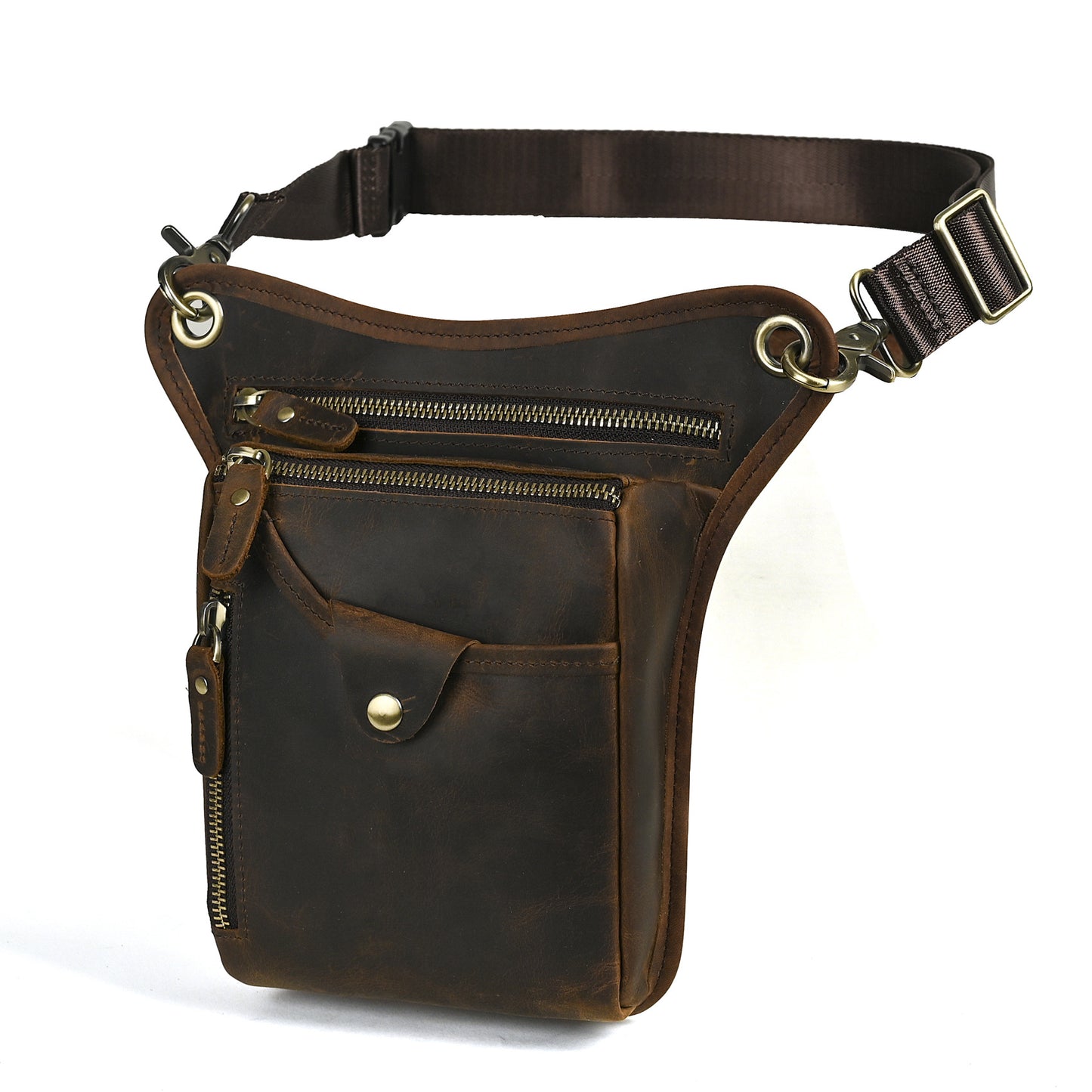 Men's Oil Waxed Leather Cowhide Retro Trendy Cool Mobile Bags