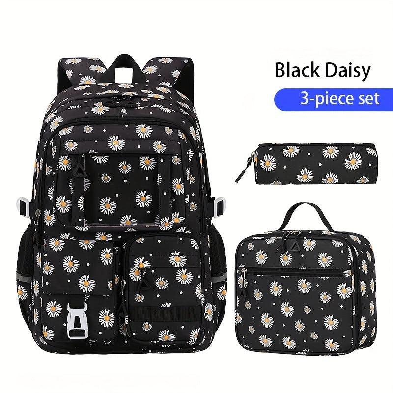 Korean Printing Waterproof Rucksack Three-piece Spine Bags