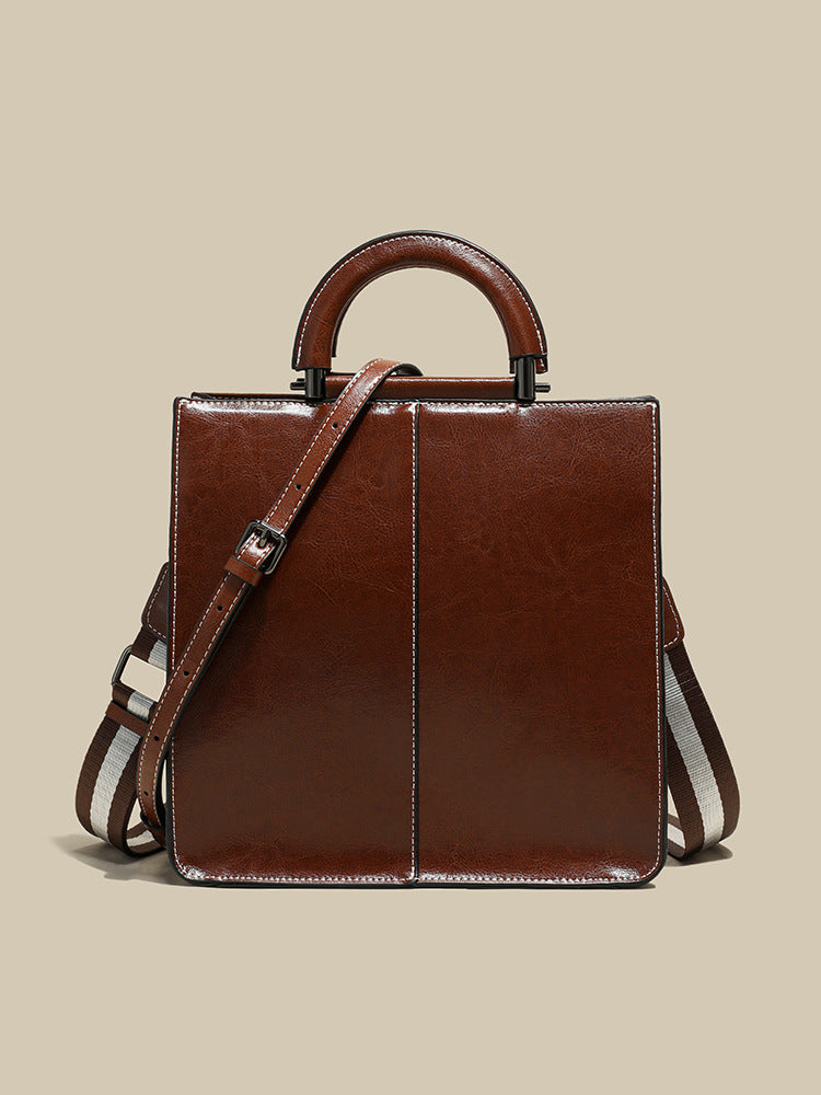 Women's Wax Cowhide Big High-grade Retro Trendy Women's Shoulder Bag