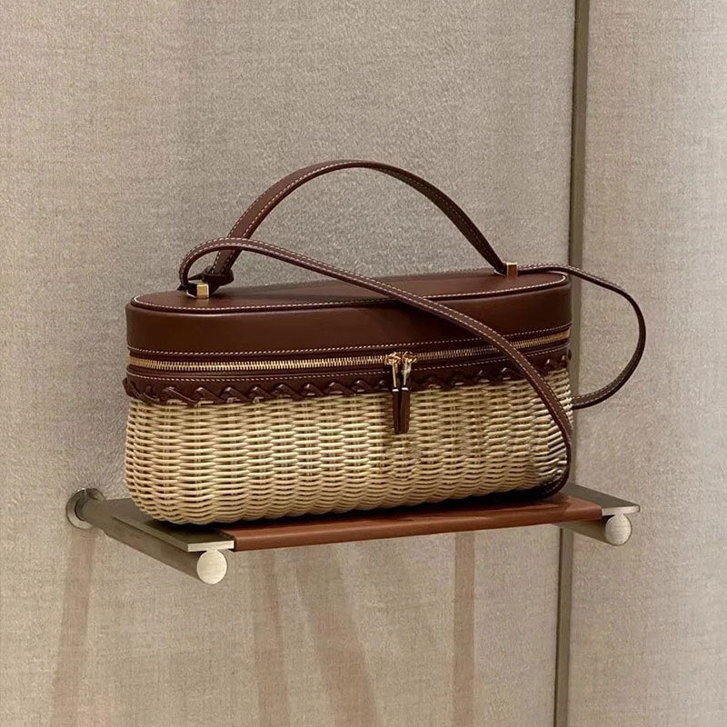 Box Mini Kelly Woven Bamboo Rattan Women's Messenger Bag