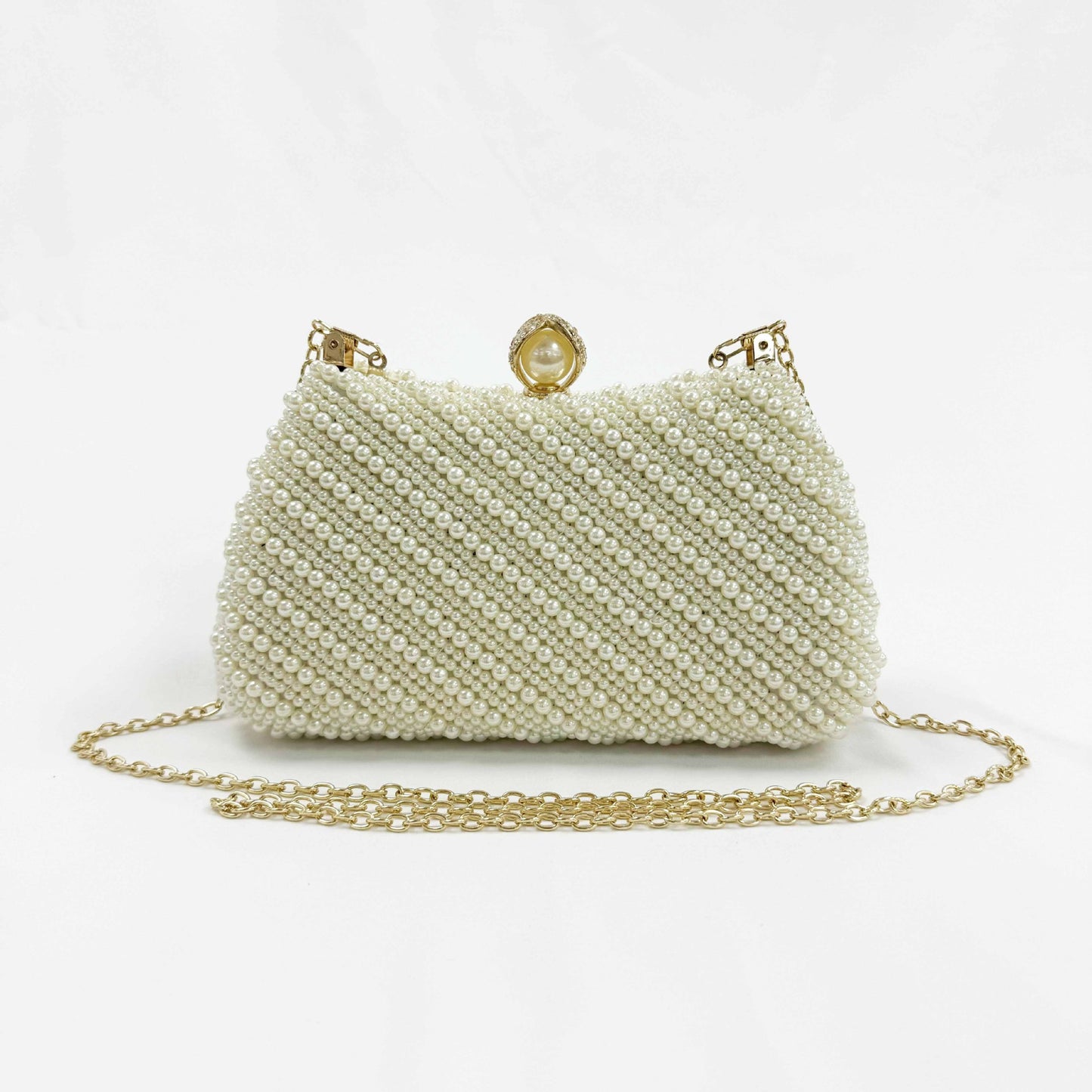 Women's Fashion Handmade Beaded Imitation Pearl With Dinner Bag