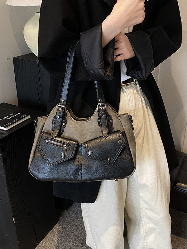 Women's Fashionable Street Fashion Retro Simple Height Women's Shoulder Bag
