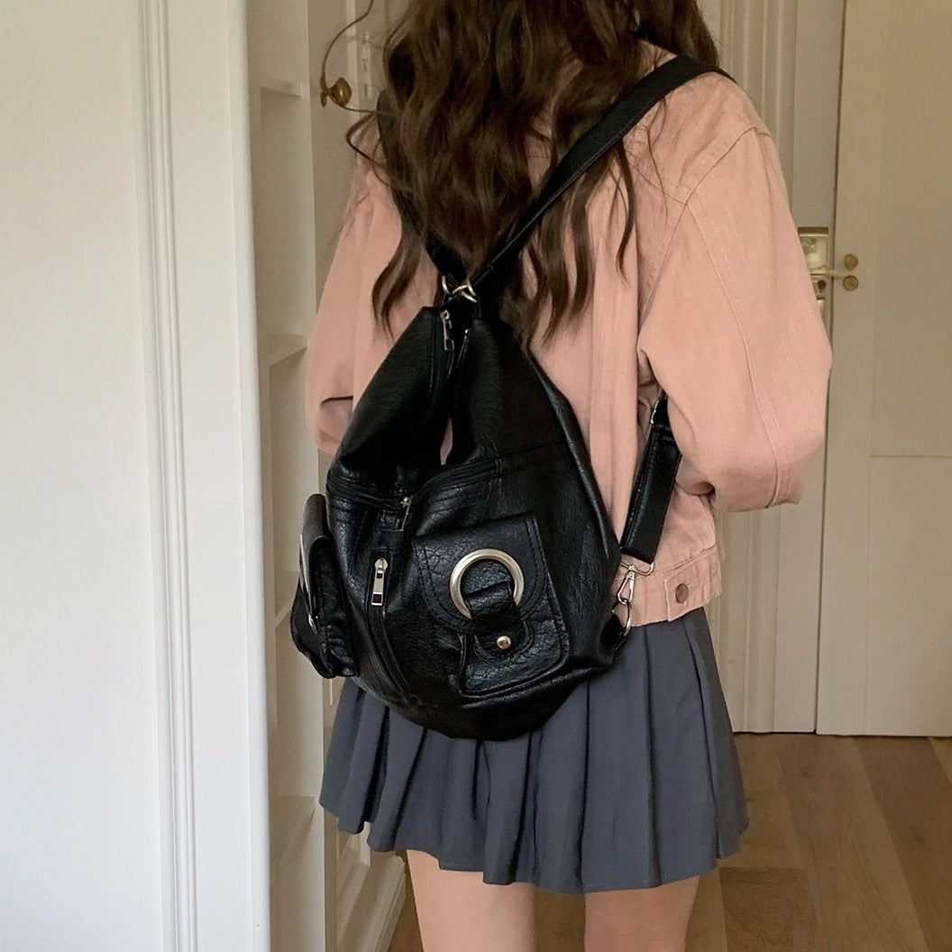 Women's Korean Simple Personalized Fashionable Zipper Pocket Large Capacity Women's Shoulder Bag
